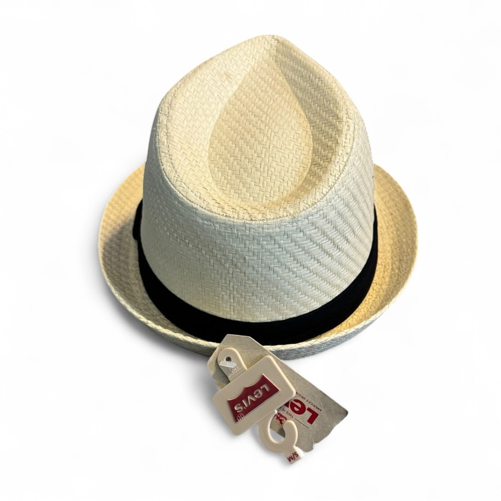 NEW Unisex Levi’s Cream Fedora Hat Black Band S/M Resort Holiday Festive Travel - Picture 6 of 9